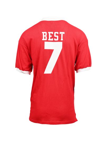 null George Best. Set of 3 replica jerseys representing the career of the player...