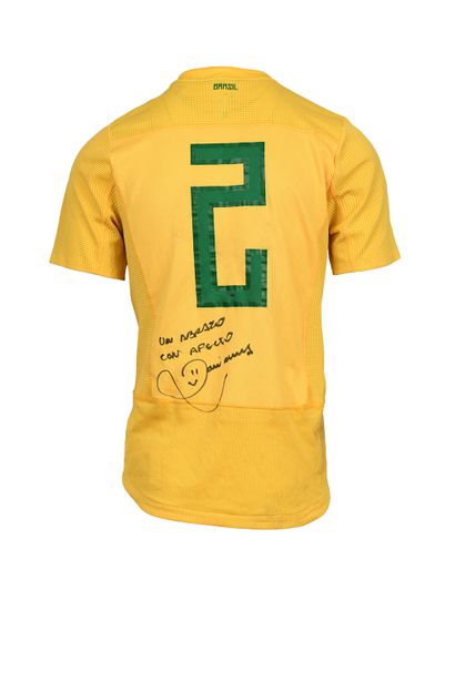 null Dani Alves. Defender. Jersey No. 2 of the Brazilian National Team worn against...