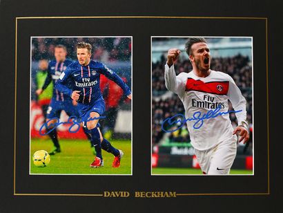 David Beckham. Ensemble de 2 photos autographiées...