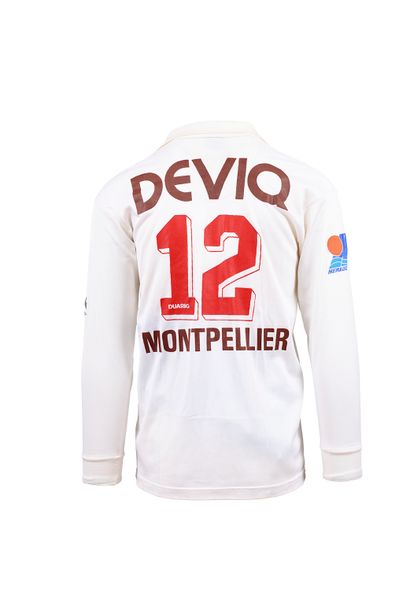 null Jean-François Larios. Midfielder. Jersey n°12 of Montpellier PSC worn during...