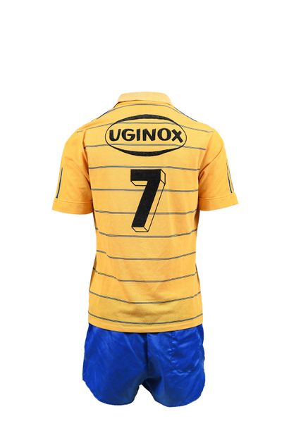 null Patrick Chèze. Striker. FC Gueugnon jersey n°7 and shorts worn during the 1984-1985...