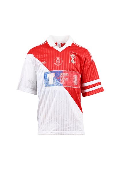 null George Weah. Liberian striker. Jersey n°9 of AS Monaco worn during the 1991-1992...