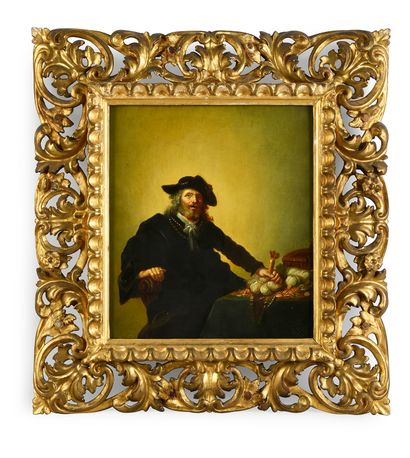 École FLAMANDE du XIXe siècle The Miser
Canvas 36 x 30 cm
Italian frame in gilded...