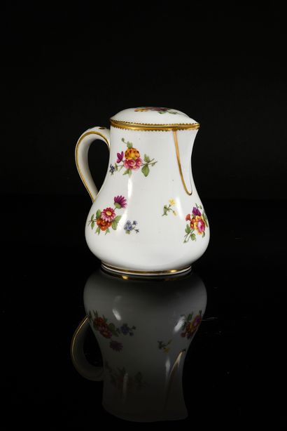 Milk jug and lid in 18th century Sèvres hard...