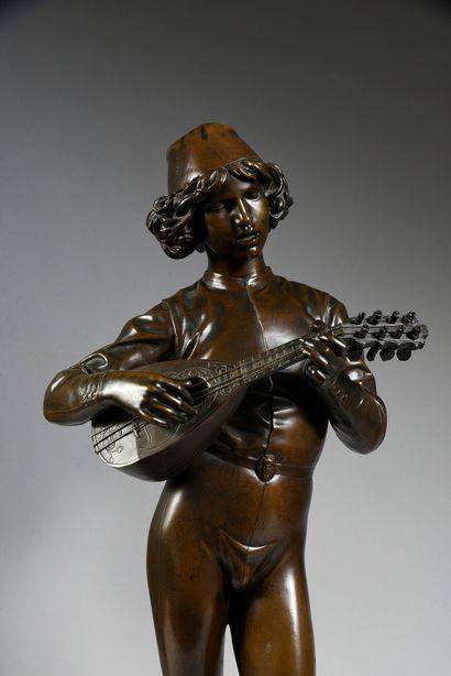 Paul Dubois ( 1829 - 1905) the Florentine singer.
Bronze with light brown patina,...