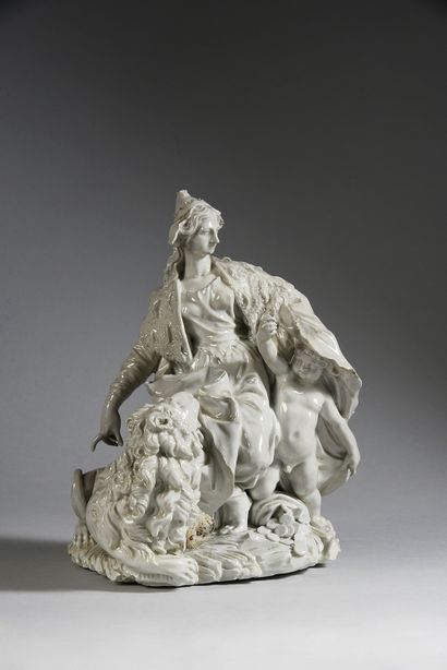 null Groupe en porcelaine de Venise (Cozzi) du XVIIIe siècle De couleur grise, représentant...