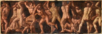 ÉCOLE ITALIENNE VERS 1580 Frieze of fighters, probably a study for the Trojan War.
Canvas,...