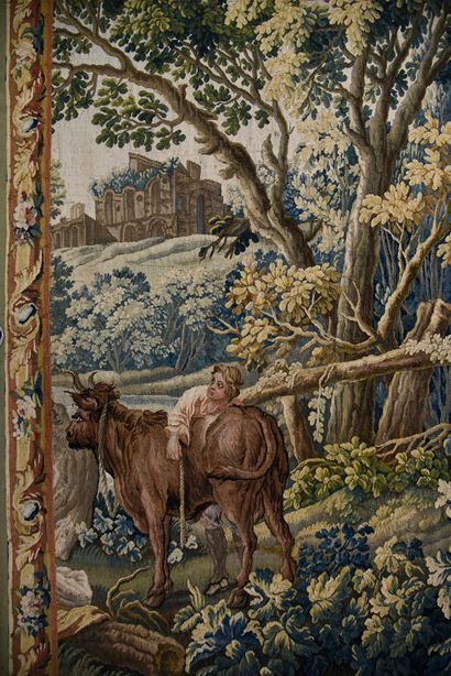 null Aubusson
Landscape of ruin animated by a peasant and a cow.
Wool and silk (reduced...