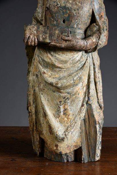 Xvè siècle Saint woman in carved and polychromed wood, rough back.
H. : 70 cm
(missing...
