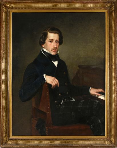 Ecole française vers 1850 Portait d'homme au pantalon écossais.
Canvas.
Dim. 114...