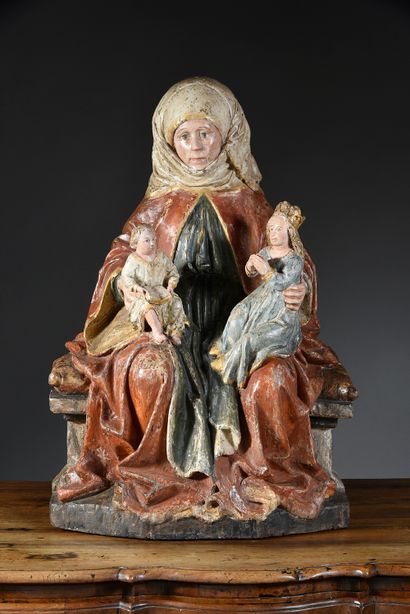 Atelier du Maître de Rabenden, vers 1510-1520 Sainte Anne trinitaire en tilleul sculpté,...