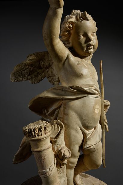 null Terracotta angel
18th century.
H. : 76 cm
Accidents and restorations