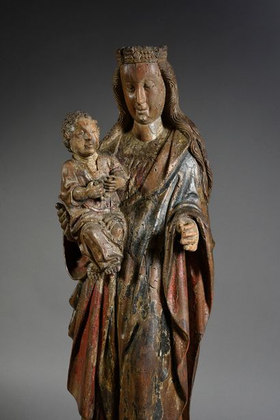 Pays-Bas méridionaux, Anvers ?, XVIe siècle Virgin and Child with grapes in carved...