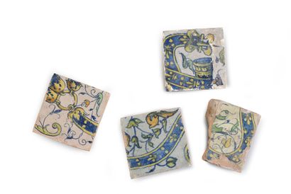 null Four 16th century faience tiles by Masséot Abaquesne About 1542
Decorated in...