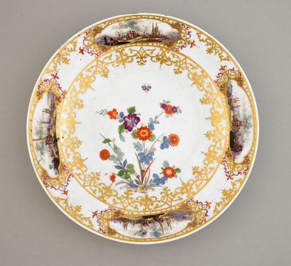 Porcelain plate in the style of Meissen Marks...