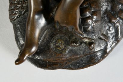François Rude ( 1784 - 1855) d'après Jeune pêcheur napolitain jouant avec une tortue.
Bronze
H....