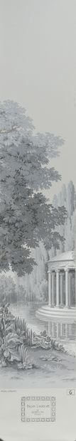null Italian Landscape, complete panoramic wallpaper in ten strips, manufacture Zuber,...