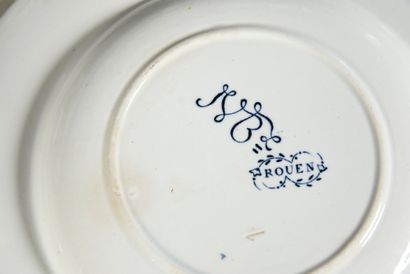 JULES VIEILLARD & CIE À BORDEAUX Service ROUEN in earthenware with blue printed decoration...