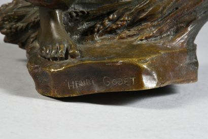 Henri GODET (1863-1937) The haymaker
Bronze proof with brown patina showing a farmer,...