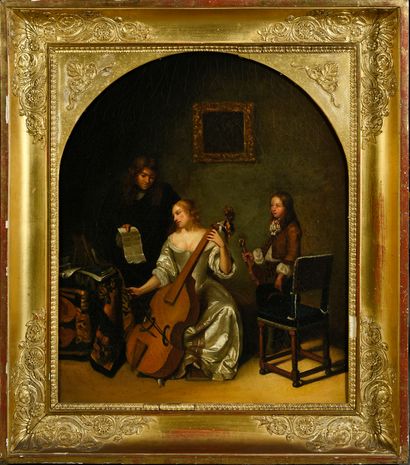 École FLAMANDE du XIXe siècle The Concert and the letter
Pair of paintings.
46 x...