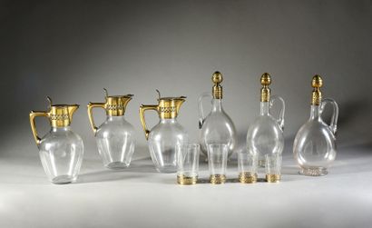 null Table service in crystal and vermeil including: 9 glasses : 7 cm
9 glasses :...