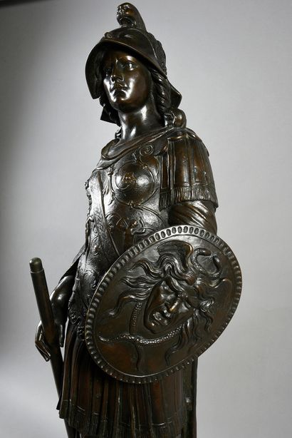 Jacopo Sansovino (1486-1570) d'après Pallas.
La déesse est représentée casquée et...