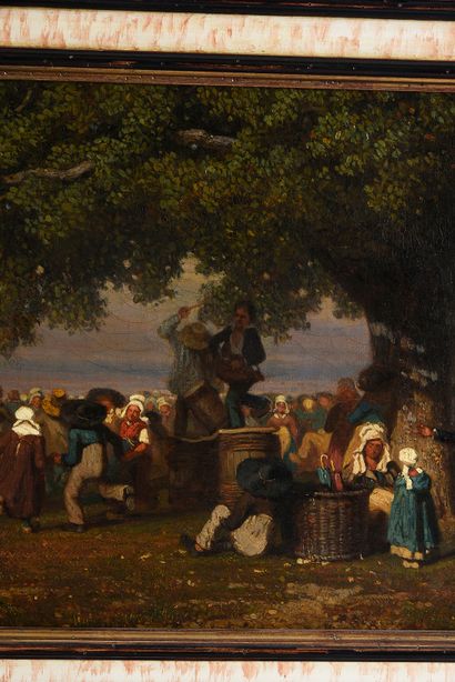 Constant TROYON (1810-1865) Foire champêtre dans le Limousin, 1837
Huile sur toile.
Signée...