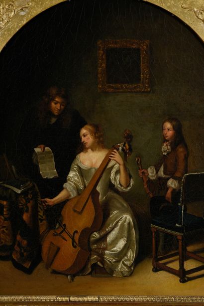 École FLAMANDE du XIXe siècle Le Concert et la lettre
Paire de toiles.
46 x 37 c...