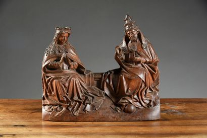 Pays-Bas méridionaux, vers 1480 Coronation of the Virgin in walnut carved in high...