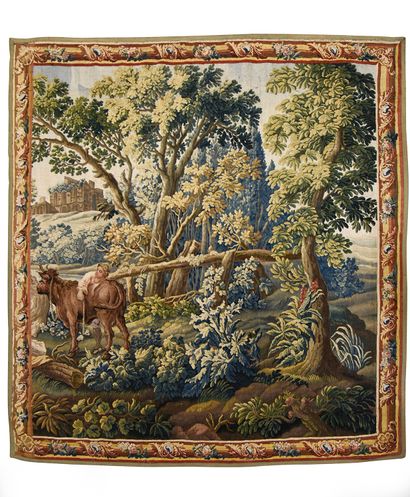null Aubusson
Landscape of ruin animated by a peasant and a cow.
Wool and silk (reduced...