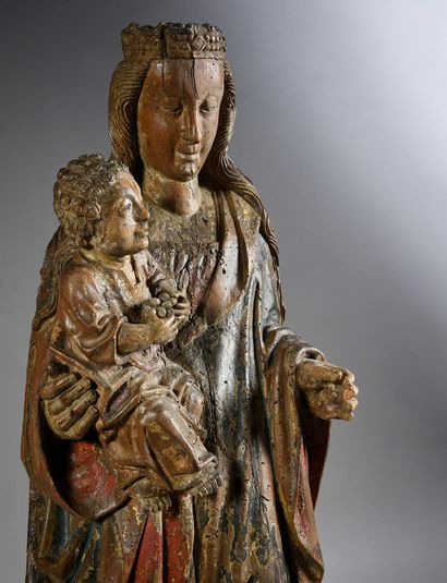Pays-Bas méridionaux, Anvers ?, XVIe siècle Vierge à l'Enfant au raisin en noyer...