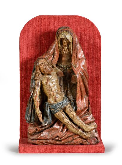 Burgondo-flamand, fin du XVe siècle Virgin of Pity in carved and polychromed oak,...