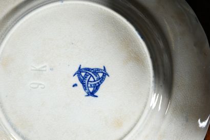JULES VIEILLARD & CIE À BORDEAUX Part of service in blue printed earthenware Flora...