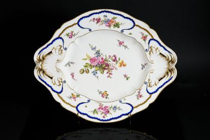 null 18th century Sèvres hard porcelain terrine tray Mark in blue with two interlaced...