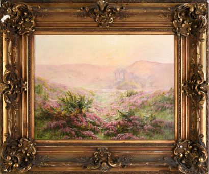 Édouard PAÏL (1851-1916) Paysage de bruyères
Huile sur toile.
Signée en bas à gauche
46...