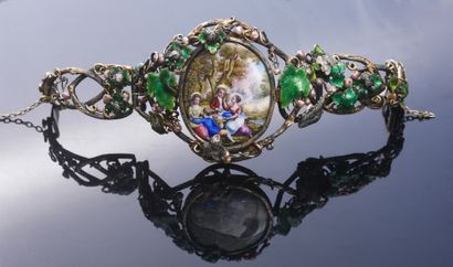 Frédéric-Jules RUDOLPHI (1808 - 1872) Bracelet articulé en argent800 millièmes, centré...