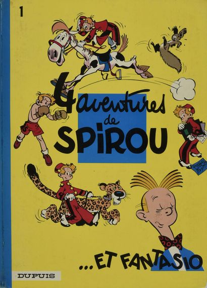 FRANQUIN 4 ADVENTURES OF SPIROU AND FANTASIO, album enriched with a dedication of...