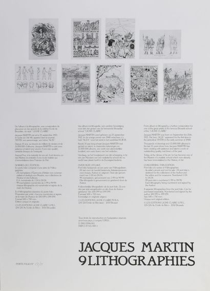 MARTIN PORTFOLIO 9 LITHOGRAPHS BY JACQUES MARTIN.
Editions Ligne claire, 1983. Portfolio...