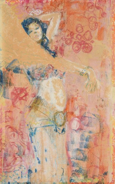 POÏVET, RAYMOND (1910-1999) LA DANSE DU VENTRE.
Pastel gras sur papier de couleur,...