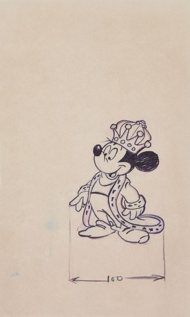 STUDIOS DISNEY MICKEY AND MINNIE, Minnie : illustration in Indian ink on tracing...