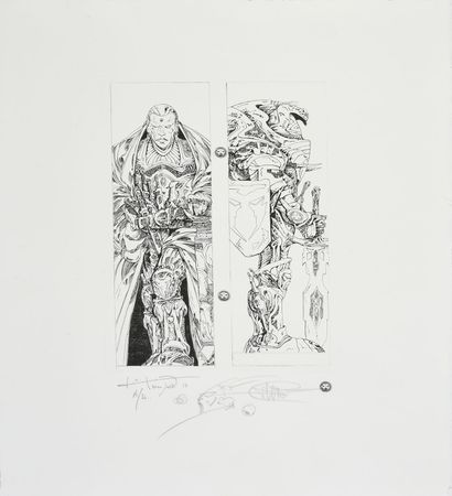 DRUILLET/CHUPIN Salammbô. The warriors, intaglio print, signed by the engraver and...