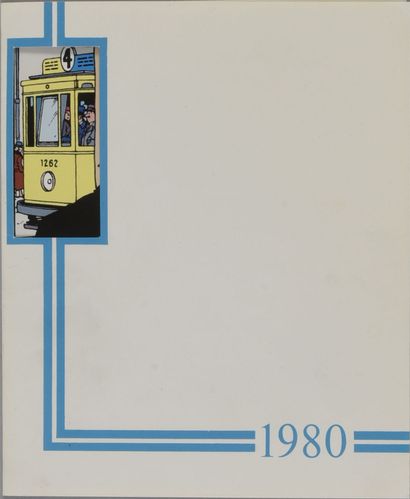 HERGÉ CARTE DE VOEUX 1979/1980.
Carte à 2 volets, illustrée avec timbre affranchi...