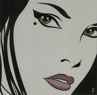 Walter MINUS (1958) PORTRAIT DE JEUNE FEMME.
Encre et gouache sur papier, signé en...