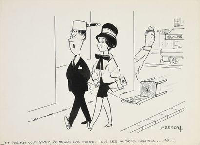 LASSALVY, ROBERT (1932-2001) SET OF PRESS DRAWINGS.
A cartoonist with a saucy sense...