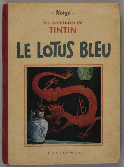 HERGÉ TINTIN 05. LE LOTUS BLEU DEDICACE. EDITION A9 - 1939. 4eme plat Petite image...