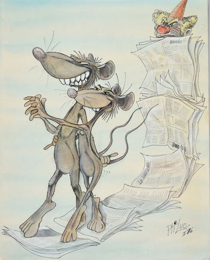 PTI LUC (LUC LEFEBVRE, 1956) RAT'S. COUPLE OF RATS.
Signed and dated 86. Ink and...