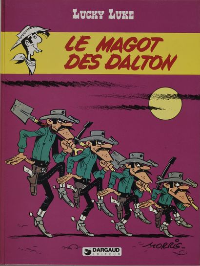 MORRIS LUCKY LUKE, LE MAGOT DES DALTON, album en édition originale enrichi d'un dessin...