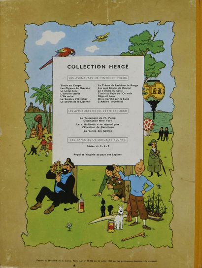 HERGÉ THE ADVENTURES OF JO, ZETTE AND JOCKO, THE VALLEY OF THE COBRAS.
Album in average...