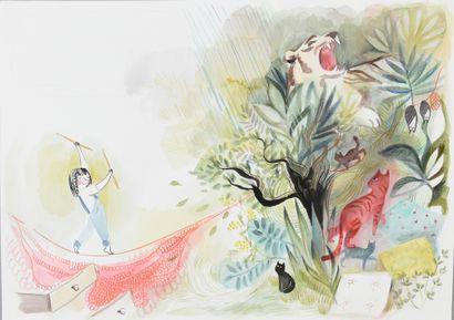 MONNET, Clémence (1980) HECTOR ET LES BETES SAUVAGES Watercolor on paper, taken from...