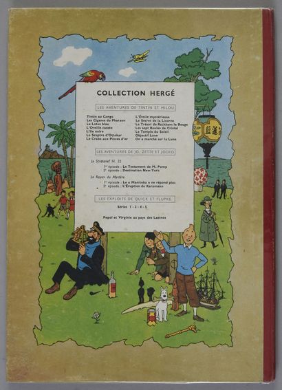 HERGÉ TINTIN 20. TINTIN AU TIBET. B29.
EOB Edition originale belge,1961. Leger décollement...